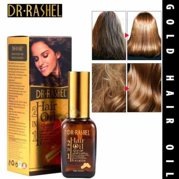 New Dr. Rashel 2 in 1 Gold Keratin Hair Oil for Silky 50ml