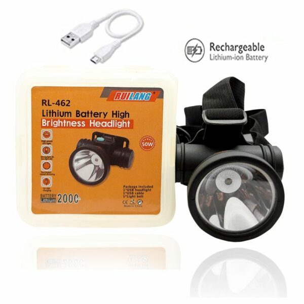 High POWER Rechargeable Head Torch with Lithium Battery