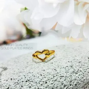 Gold Plated Heart Designed Ring for Ladies (2.5 inches)