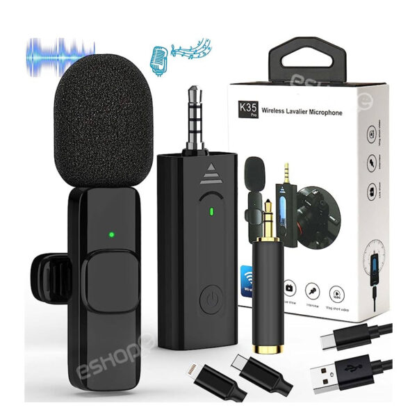 K35 Collar Microphone 24G Wireless Mic Plug Play Noise Reduction Voice Recorder