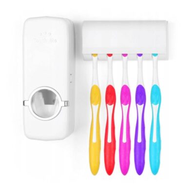 Toothpaste Dispenser & Toothbrush Holder Automatic & Self Adhesive
