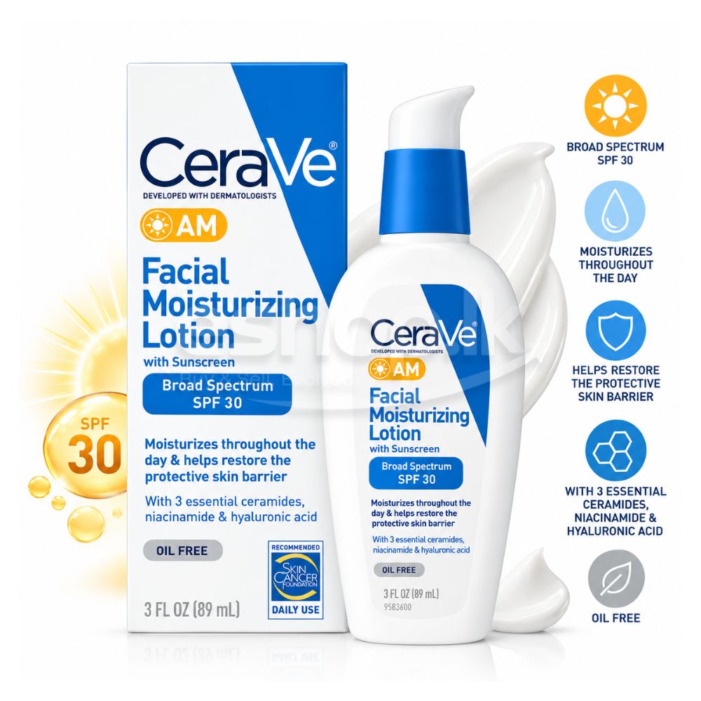 CeraVe AM Facial Moisturizing Lotion SPF 30 with Ceramides & Hyaluronic Acid 89ml 2 cerave am facial moisturizing lotion with spf 30