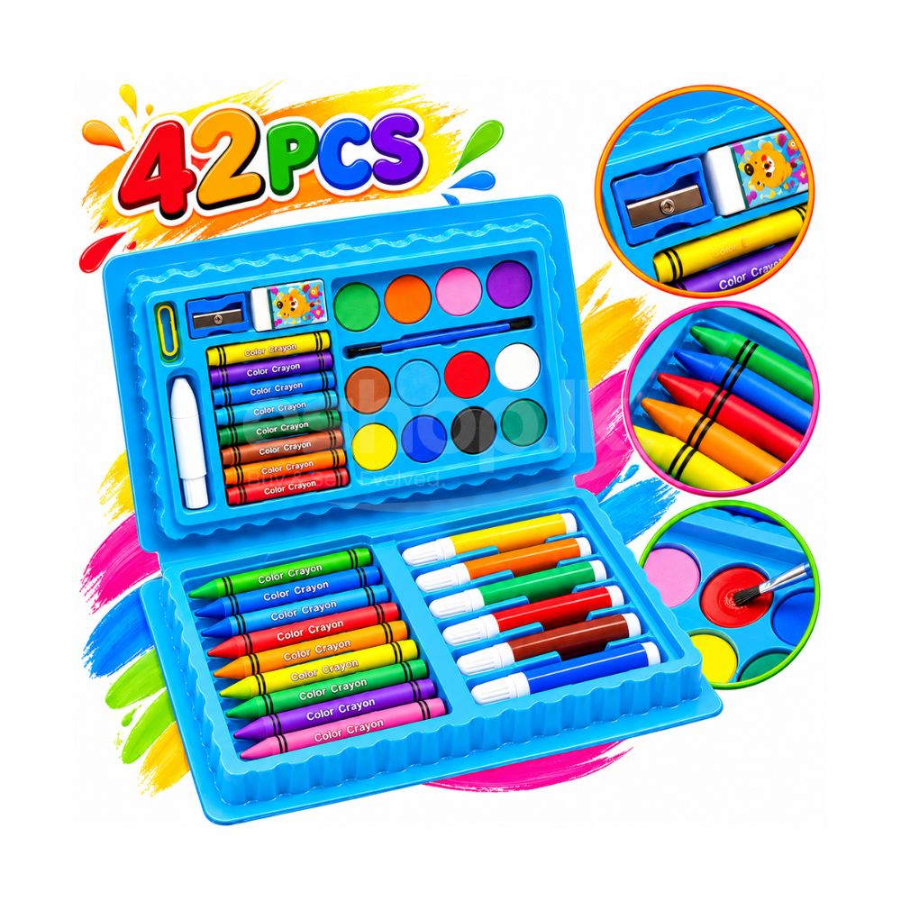 42 Pcs Drawing Kit Children Deluxe Art Drawing Set 3 children art and craft supplies