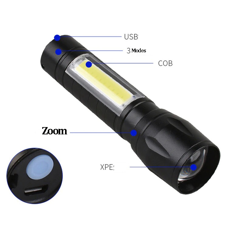 Mini COB LED USB Rechargeable Flashlight Portable Charging Waterproof Torch 3 Mini COB LED USB Rechargeable Flashlight Portable Charging Waterproof Torch - Image 3