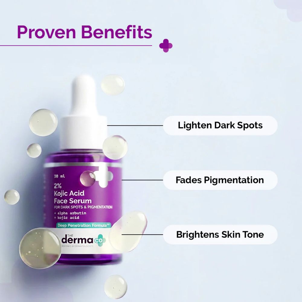 The Derma Co 2% Kojic Acid Face Serum with 1% Alpha Arbutin for Pigmentation 30ml 3 2% Kojic Acid and 1% Alpha Arbutin serum