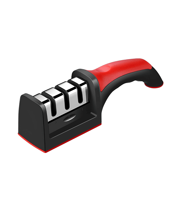 3 Stage Knife Sharpener with professional tungsten and ceramic sharpening slots