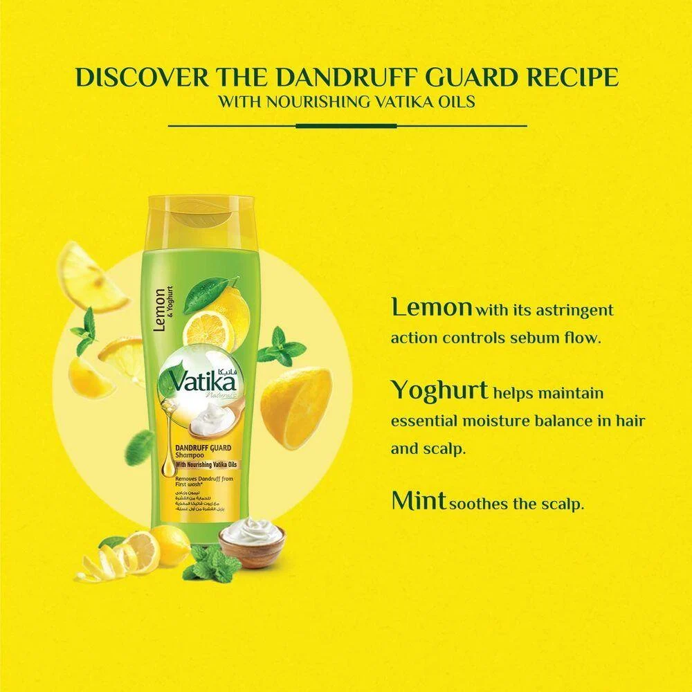 Vatika Dandruff Guard Shampoo with Lemon and Yoghurt - 400ml 2 Vatika Dandruff Guard Shampoo with Lemon and Yoghurt - 400ml - Image 2