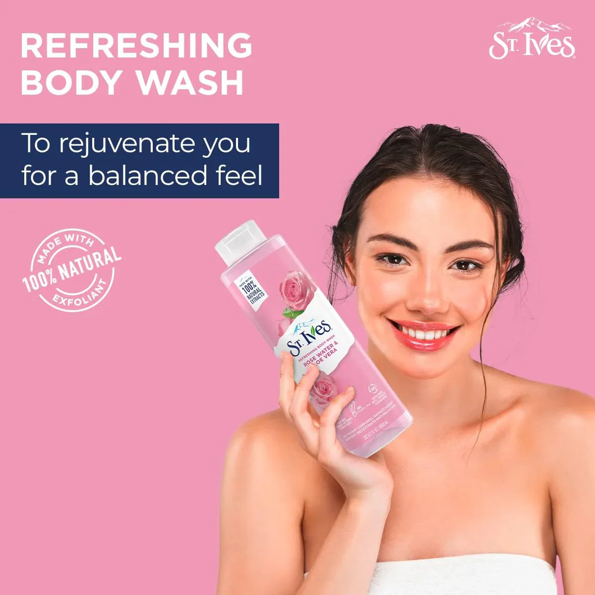 St.Ives Exfoliating Body Wash Rose Water & Aloe Vera - 650ml 3 St.Ives Exfoliating Body Wash Rose Water & Aloe Vera - 650ml - Image 3