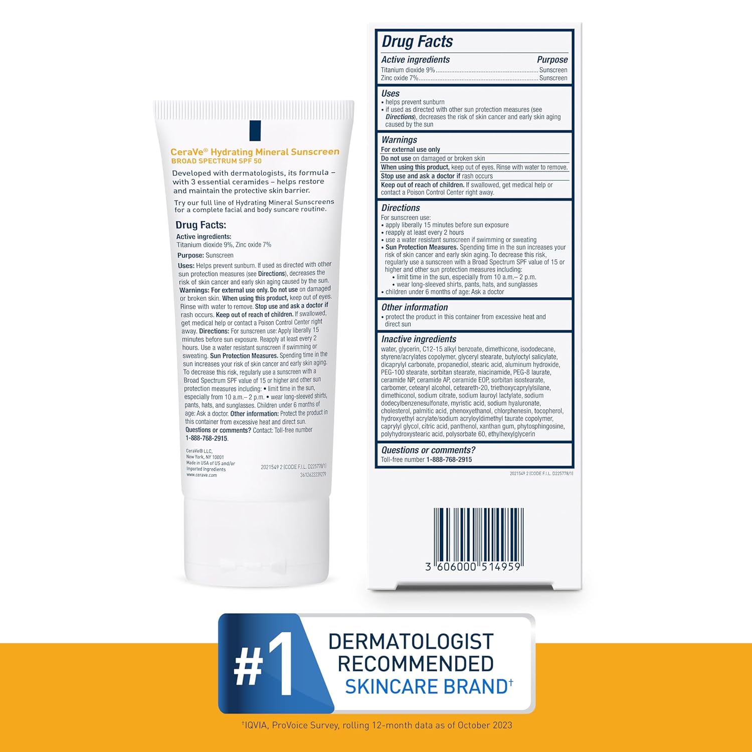 CeraVe Hydrating Mineral Sunscreen SPF 50 with Zinc Oxide & Titanium Dioxide 75ml 7 CeraVe Hydrating Mineral Sunscreen SPF 50 with Zinc Oxide & Titanium Dioxide 75ml - Image 7