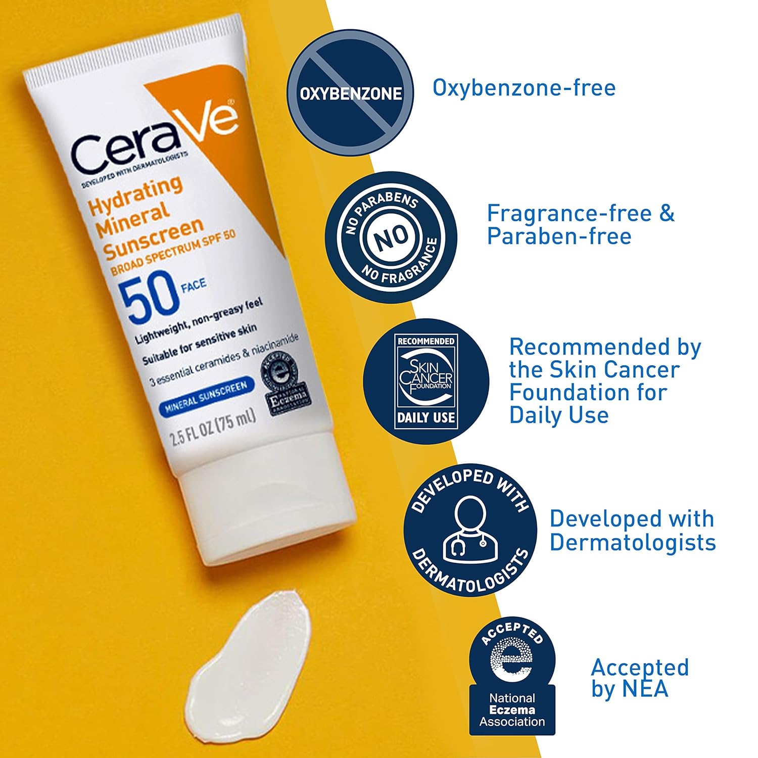 CeraVe Hydrating Mineral Sunscreen SPF 50 with Zinc Oxide & Titanium Dioxide 75ml 5 CeraVe Hydrating Mineral Sunscreen SPF 50 with Zinc Oxide & Titanium Dioxide 75ml - Image 5