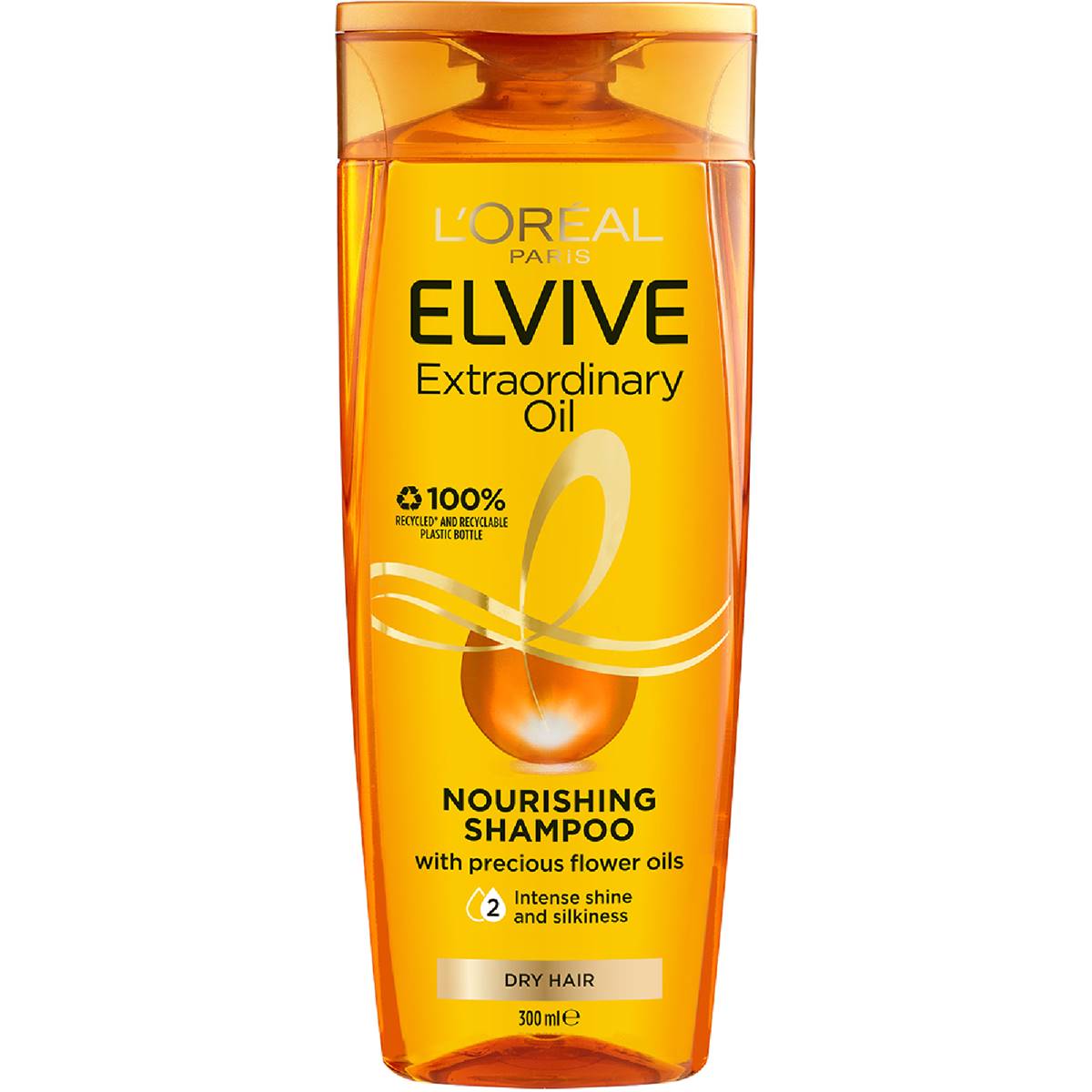 L'Oréal Elvive Extraordinary Oil Nourishing Shampoo with 6 Precious Flower Oils for Dry Hair 300ml 1 Bottle of L'Oréal Elvive Extraordinary Oil Nourishing Shampoo 300ml