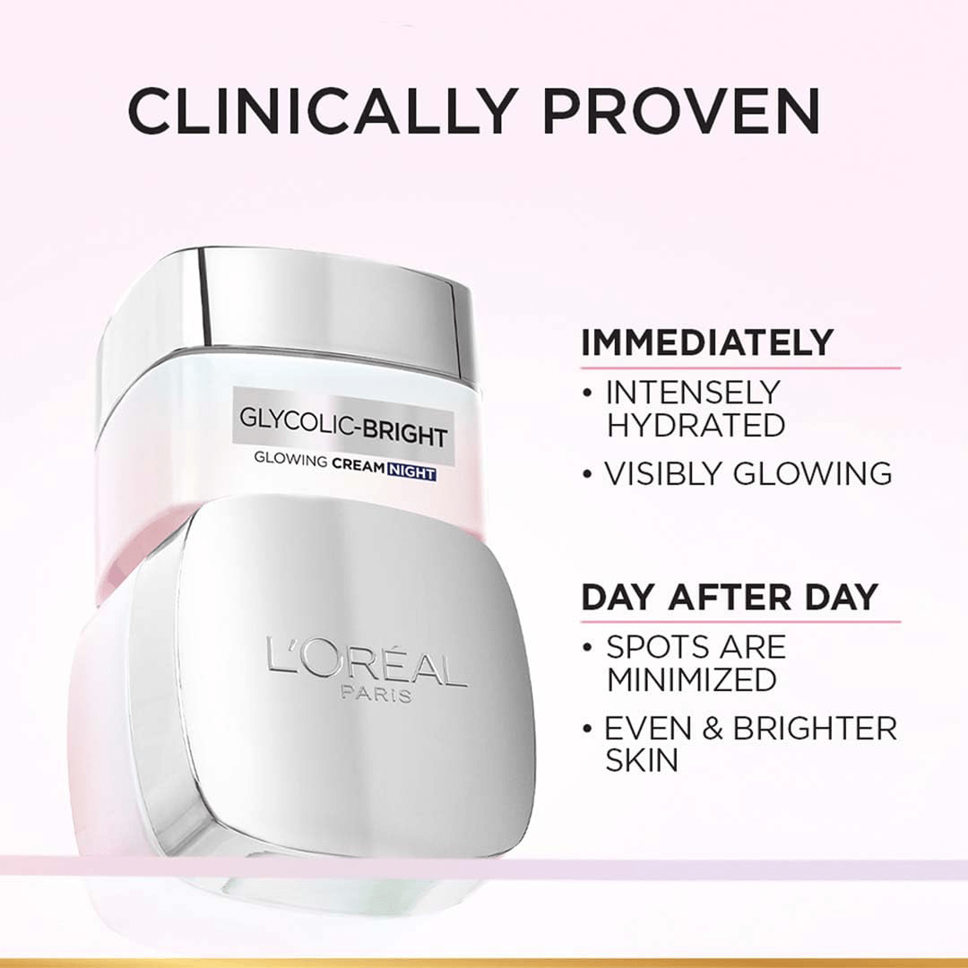 Loreal Glycolic Bright Glowing Night Cream - 50ml 3 Loreal Glycolic Bright Glowing Night Cream - 50ml - Image 3