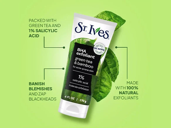 St.Ives Face Scrub BHA Exfoliant Green Tea and Bamboo 1% Salicylic Acid - 170ml 4 St.Ives Face Scrub BHA Exfoliant Green Tea and Bamboo 1% Salicylic Acid - 170ml - Image 4