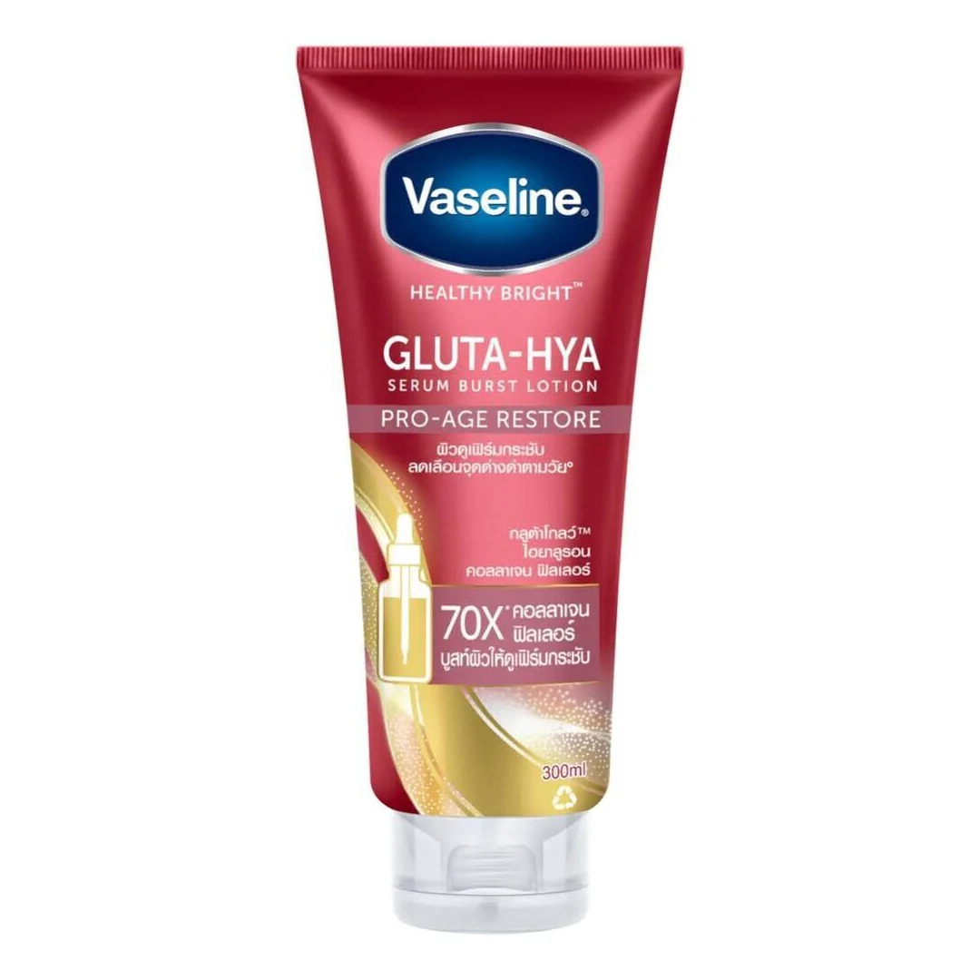 Vaseline Healthy Bright Gluta Hya Serum Burst Lotion Pro-Age Restore 300ml 1 Vaseline Healthy Bright Gluta-Hya