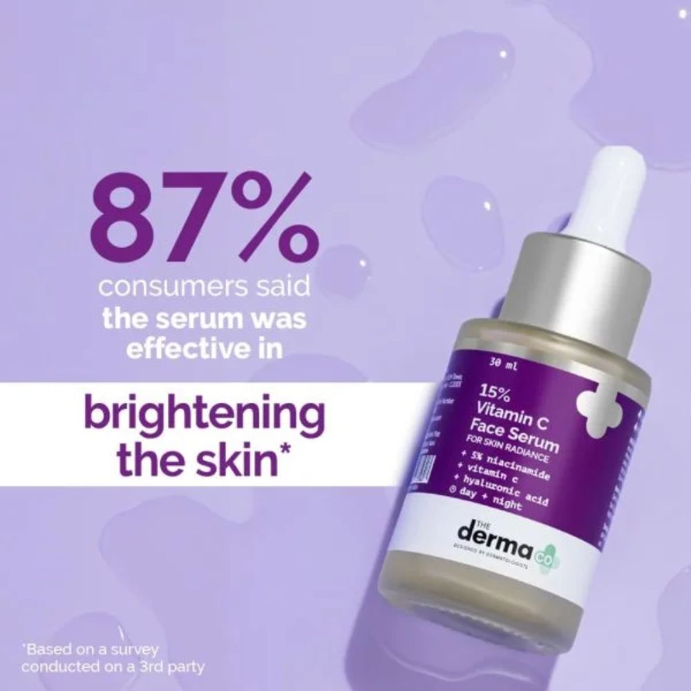 The Derma Co 10% Vitamin C Face Serum with Niacinamide & Hyaluronic Acid 30ml 3 brightening face serum with niacinamide