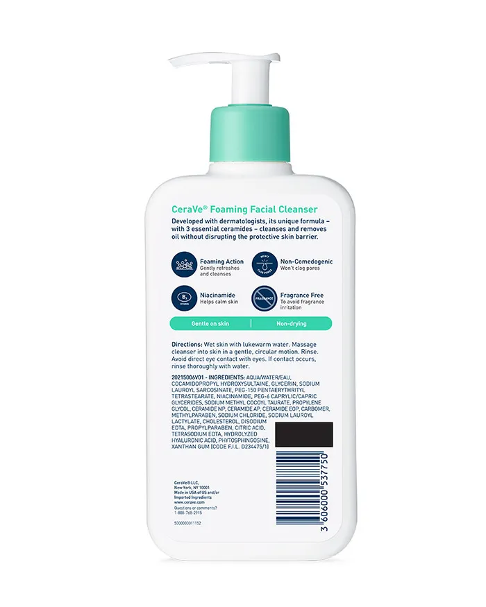Cerave Foaming Facial Cleanser - 355ml 2 Cerave Foaming Facial Cleanser - 355ml - Image 2