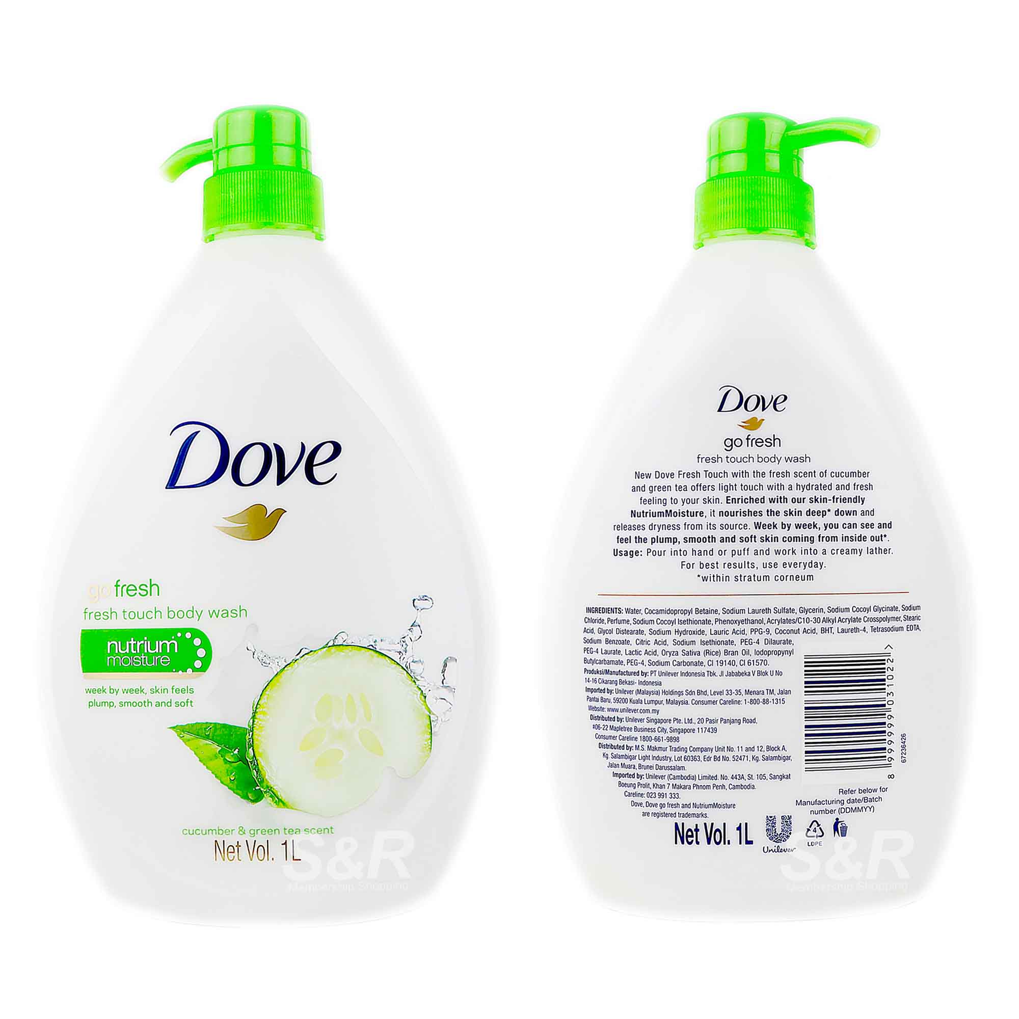 Dove Go Fresh Touch Body Wash with Cucumber and Green Tea Scent 1L 3 Dove Go Fresh Touch Body Wash with Cucumber and Green Tea Scent 1L - Image 3