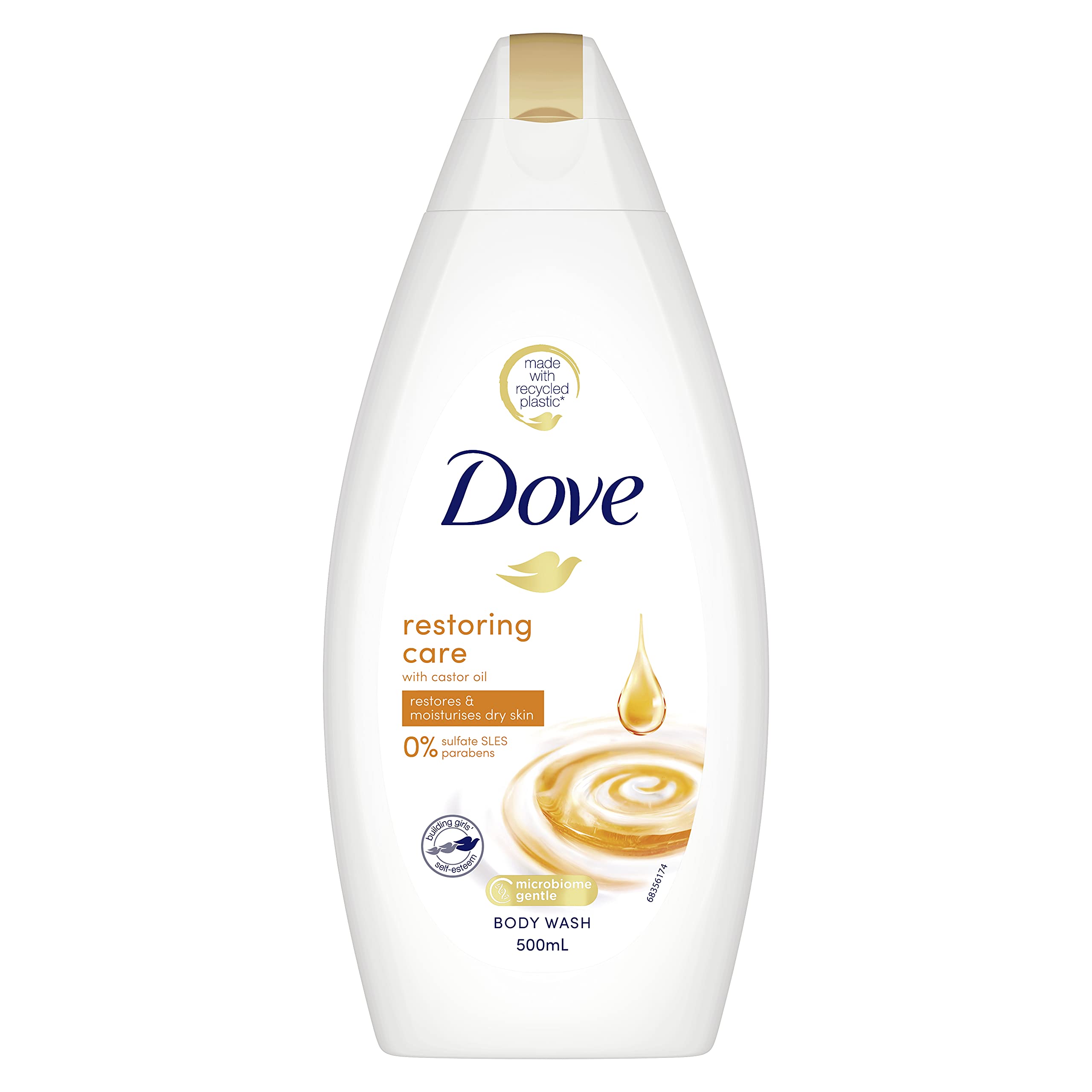 Dove Restoring Care Oil & Cream Body Wash with Castor Oil 500ml 1 Bottle of Dove Restoring Care Oil & Cream Body Wash 500ml