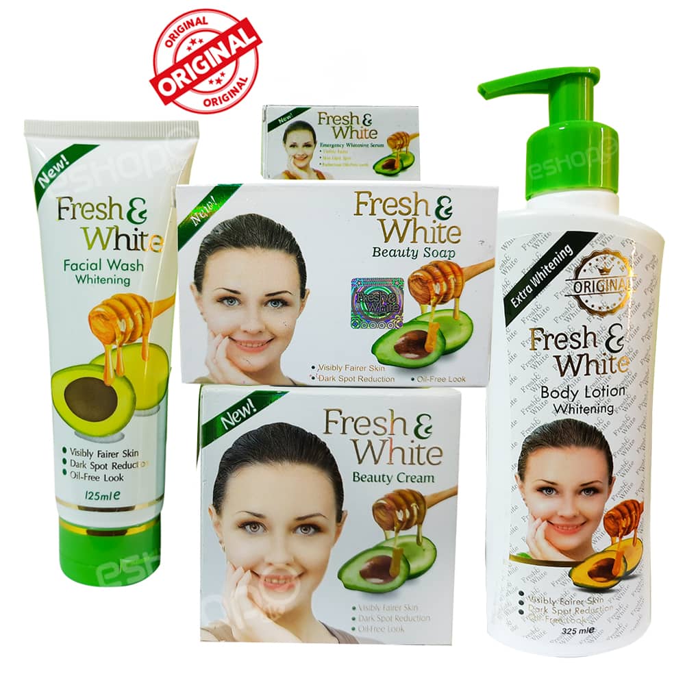Online Shopping Sri Lanka | Cosmetics Buy , Electronics & More | eshop.lk 22 Fresh and White Skincare Set including cream, lotion, soap, facewash, and serum
