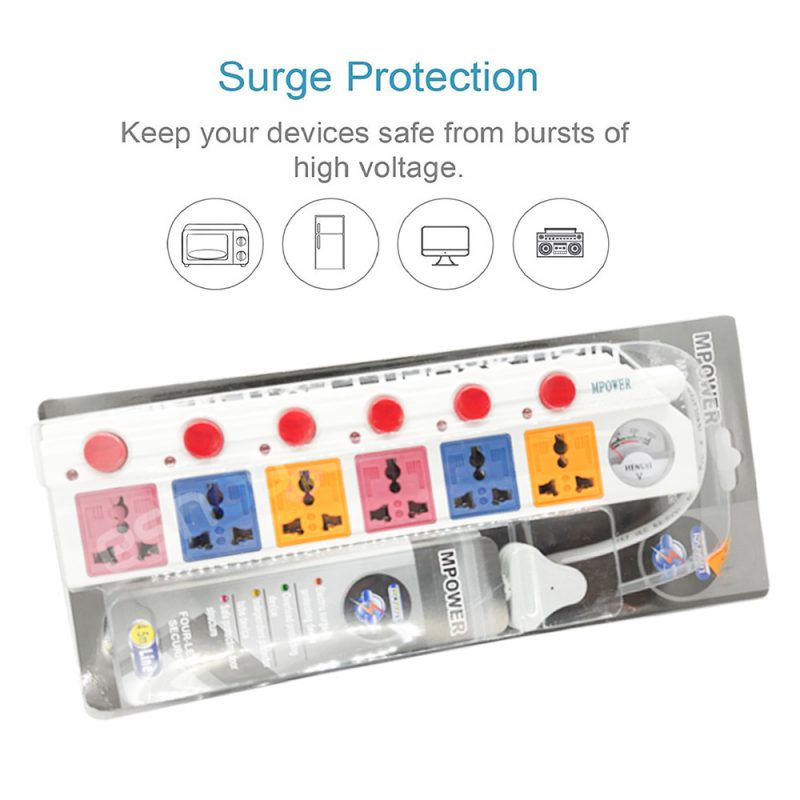 6-Port Multi Plug Extension Cord 4.5 m ISO Approved