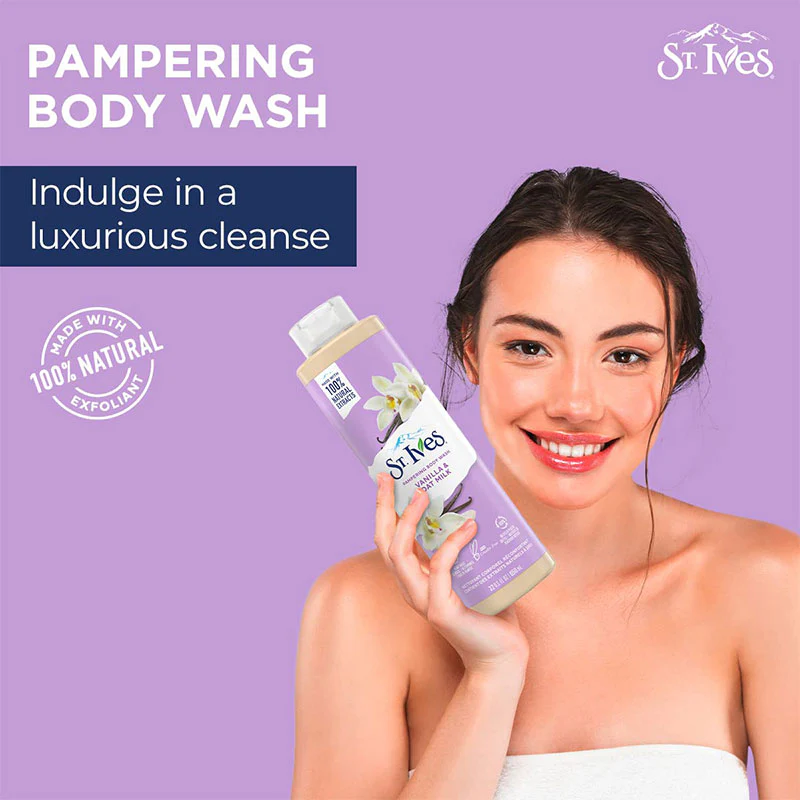 St.Ives Vanilla & Oat Milk Pampering Body Wash - 650ml 4 St.Ives Vanilla & Oat Milk Pampering Body Wash - 650ml - Image 4