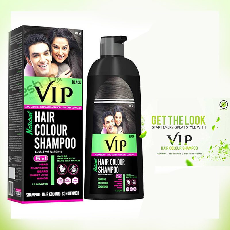 Natural Best Quality -5 in 1 VIP hair Color Shampoo 180ml (Indian )