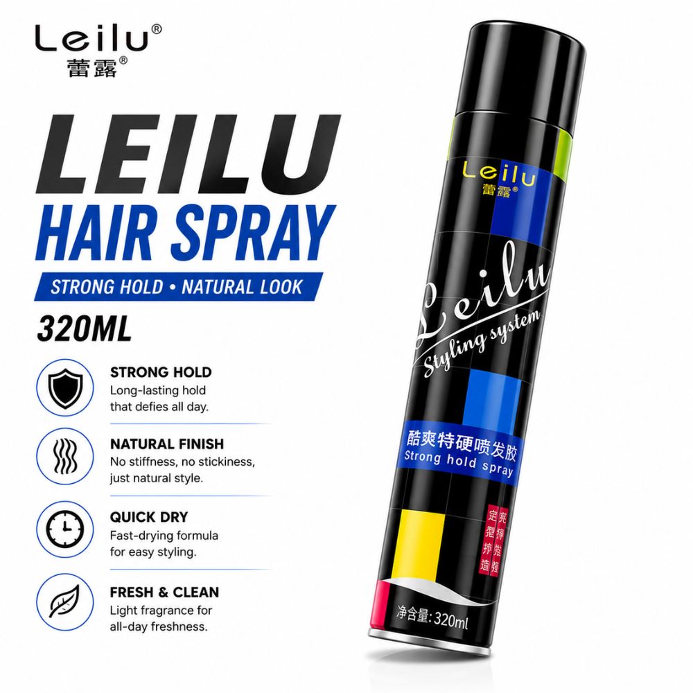Leilu Strong Hold Hair Spray 320ml Non-Sticky Natural Finish 2 Leilu hair spray 320ml