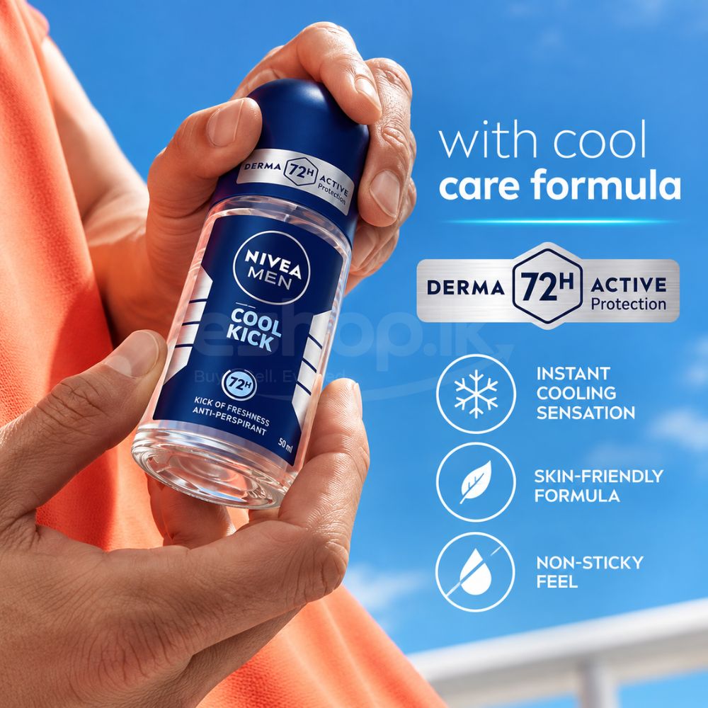 Nivea Cool Kick Roll-On Extra Dry Anti-Perspirant Deodorant 50ml 3 Nivea Cool Kick Roll-On Extra Dry Anti-Perspirant Deodorant 50ml - Image 3