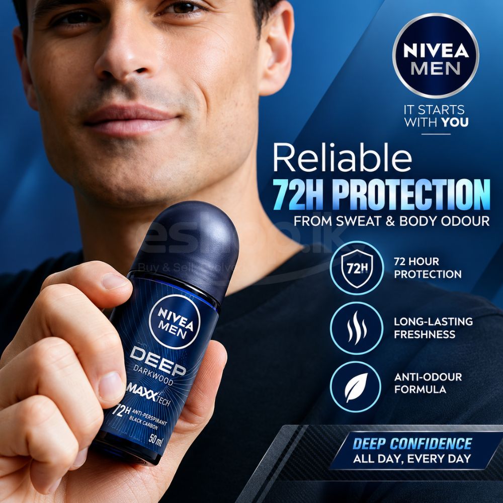 Nivea Men Deep Dark Wood Roll On Anti-Perspirant Deodorant 50ml 2 Nivea Men Deep Dark Wood Roll On Anti-Perspirant Deodorant 50ml - Image 2