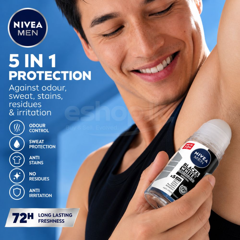 Nivea Men Roll-On Invisible Black & White Original Anti-Perspirant Deodorant 50ml 3 Nivea Men roll on Sri Lanka
