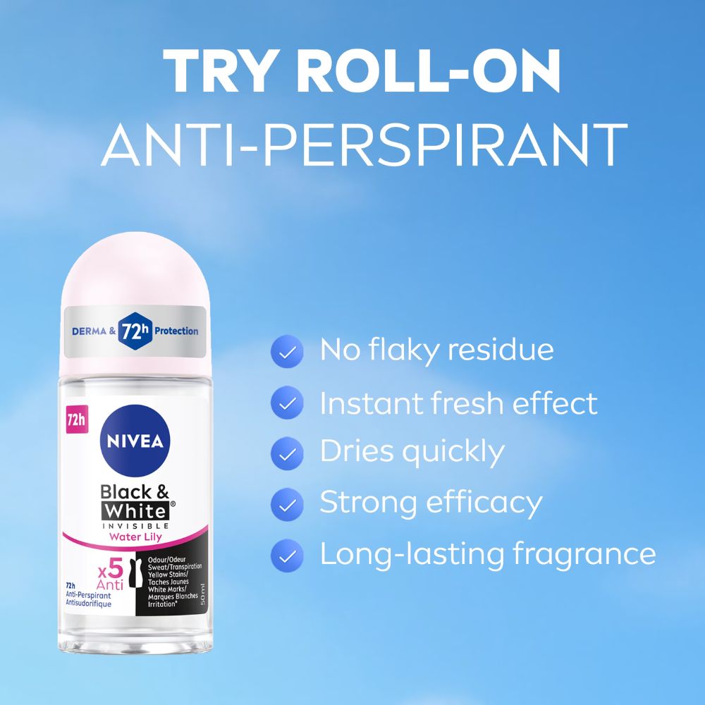 Nivea Roll On Black & White Invisible Clear 72H Anti-Perspirant Deodorant 2 nivea 72h anti perspirant roll on