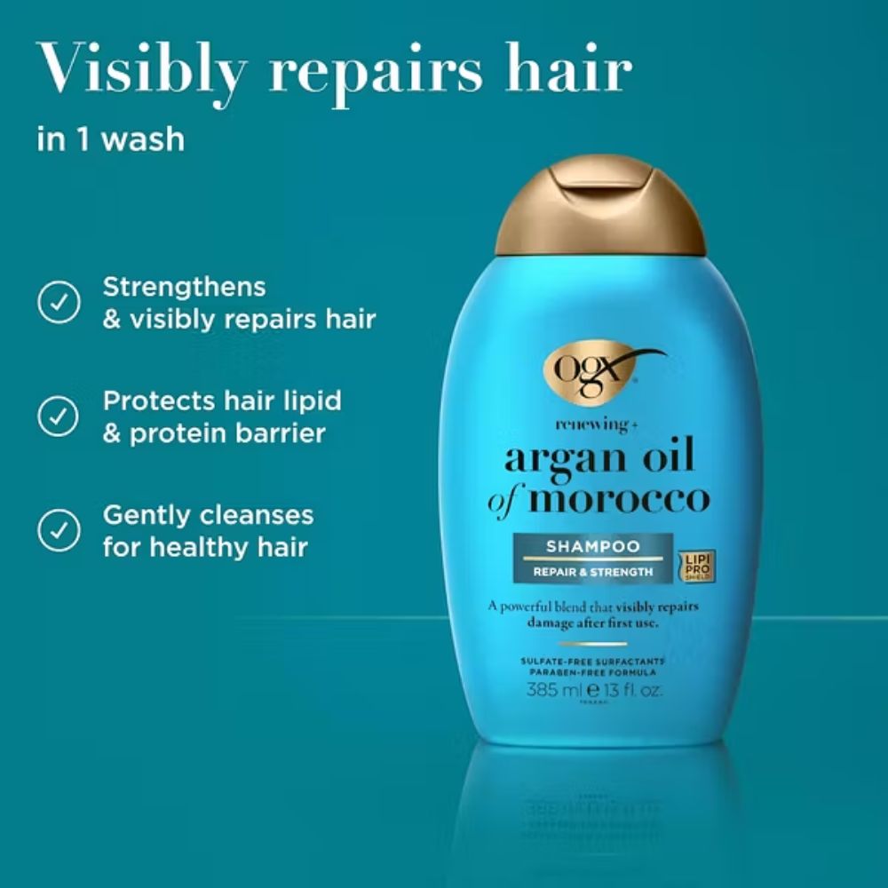 OGX Renewing Argan Oil of Morocco Hydrating Shampoo 385ml 2 OGX Renewing Argan Oil of Morocco Hydrating Shampoo 385ml - Image 2