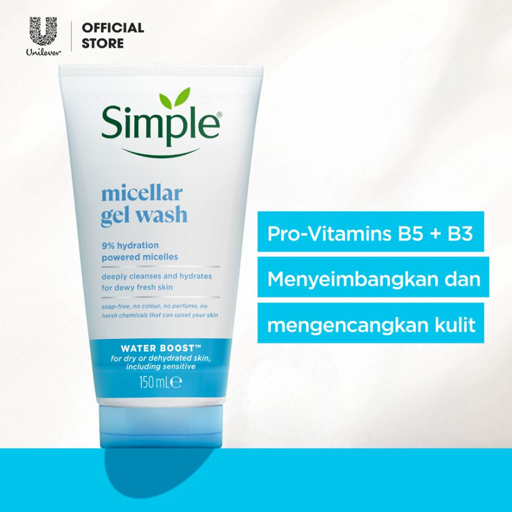 Micellar Facial Gel Wash Simple Water Boost for Sensitive Skin 150ml 2 Micellar Facial Gel Wash Simple Water Boost for Sensitive Skin 150ml - Image 2
