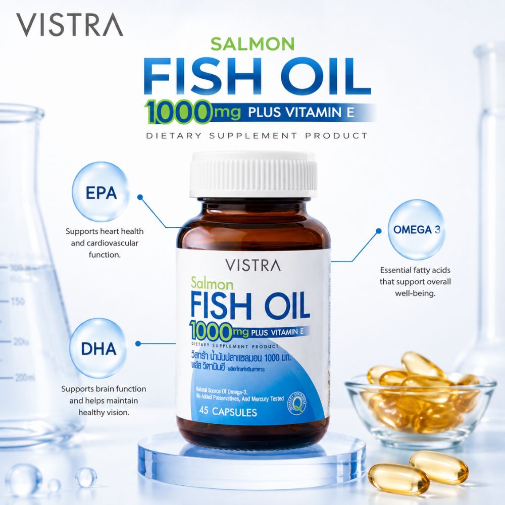 Vistra Salmon Fish Oil 1000mg Supplement with Vitamin E 75 Capsules 3 vistra salmon fish oil sri lanka