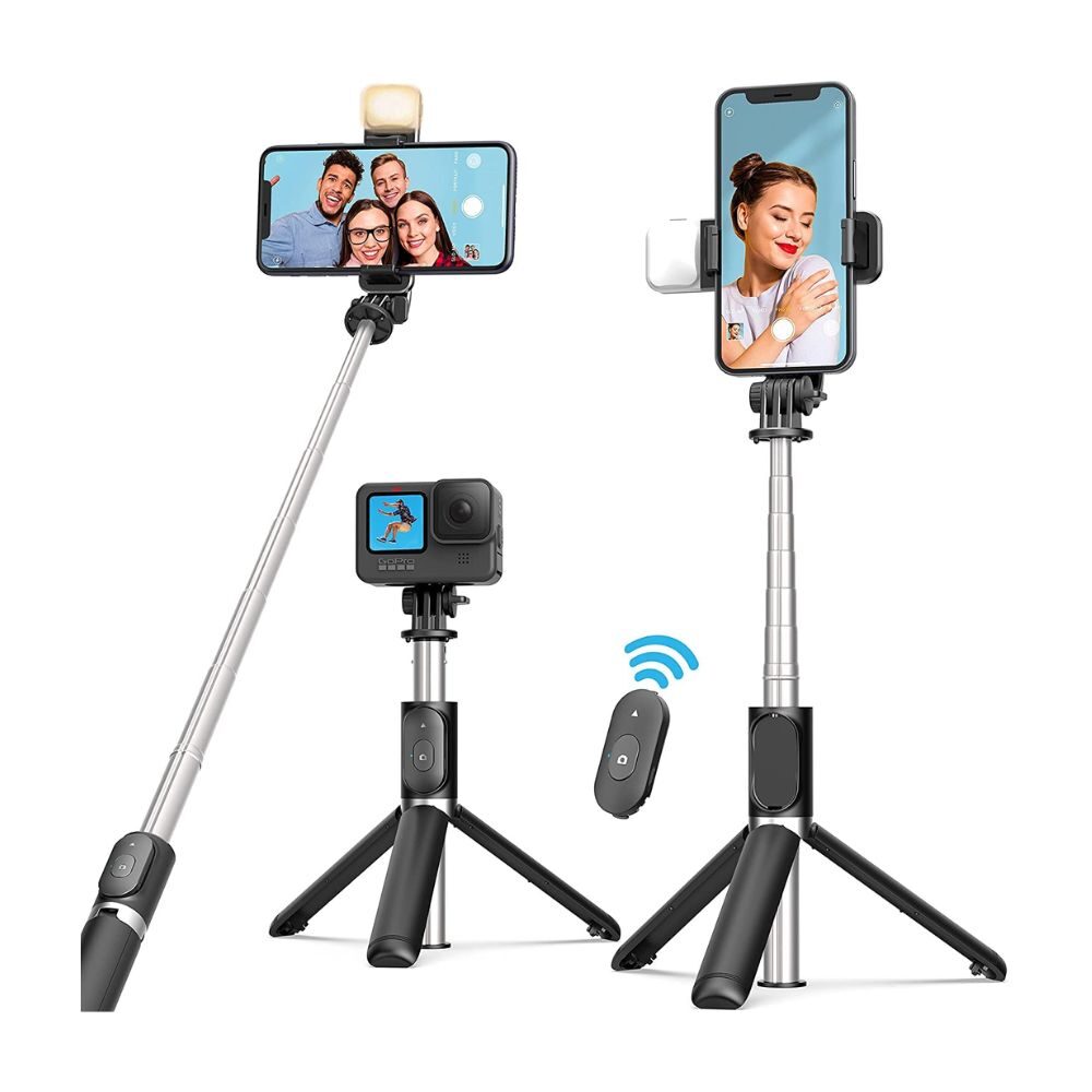 selfie stick with fill light