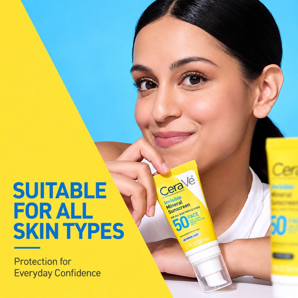 CeraVe Sunscreen Invisible Mineral SPF 50 with Zinc Oxide and Titanium Dioxide 48ml 4 CeraVe daily face sunscreen
