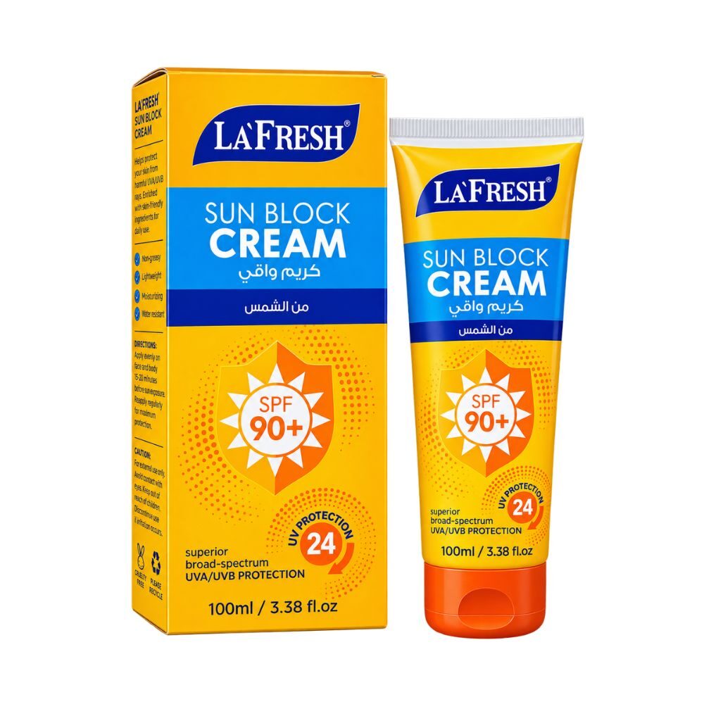 Lafresh Sun Block Cream SPF 90+ tube for face and body protection