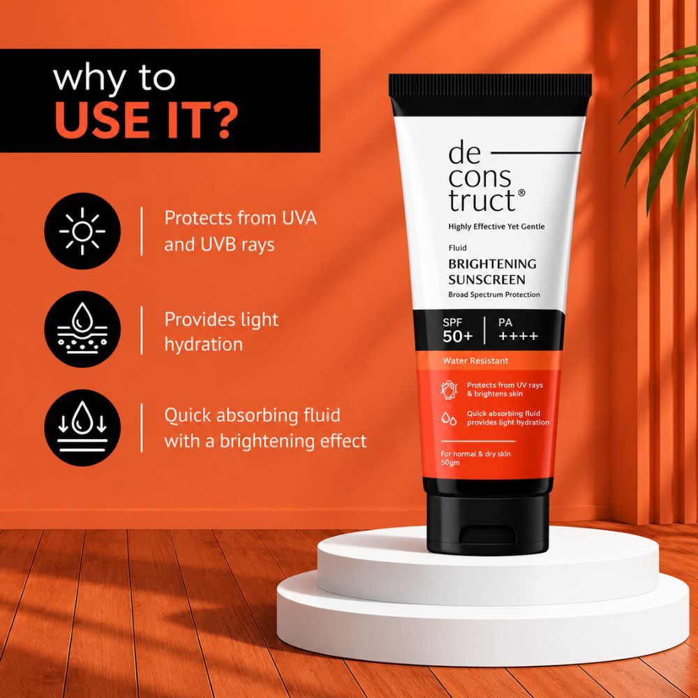 Deconstruct Brightening Fluid Sunscreen SPF 50+ PA++++ with 5% Niacinamide 50g 4 brightening sunscreen sri lanka